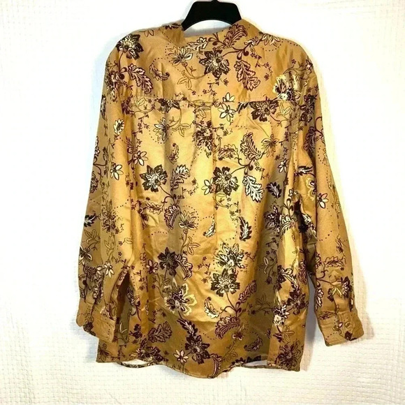 Woman Within Plus Size 2X (26-28) Faux Suede Moleskin Button Shirt Top Brown Tan - Picture 3 of 12